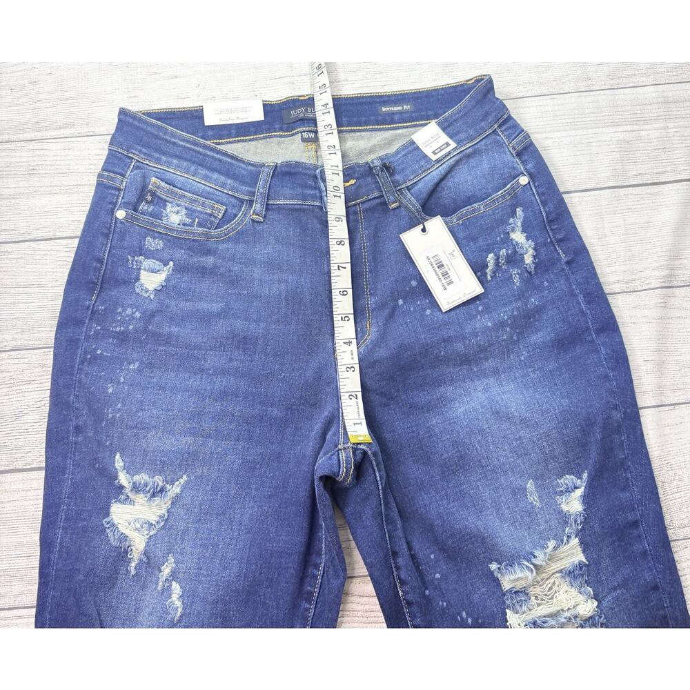 Judy Blue High Rise Boyfriend Fit Distressed Dark Wash Jeans JB82198DK Size 16W - Picture 4 of 8